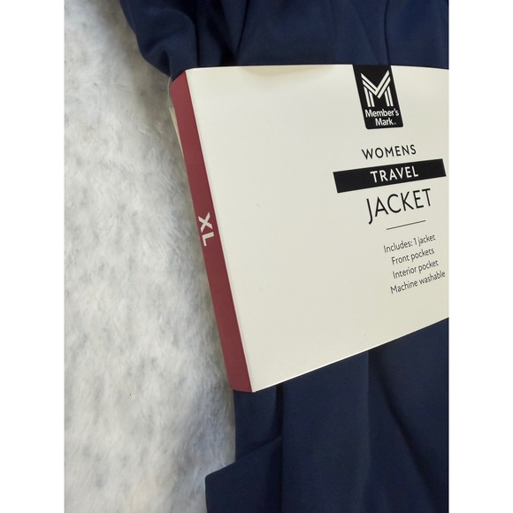 Members Mark Womens Travel Jacket Navy Blue Full Zip Stretch XL New - Picture 2 of 4